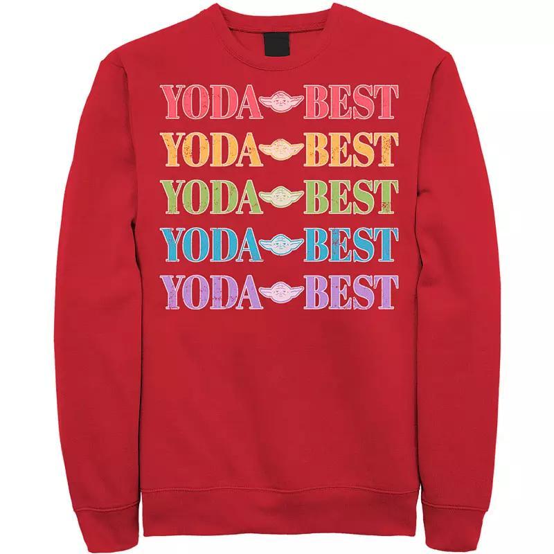 Men's Star Wars Pride Yoda Best Rainbow Text Stack Sweatshirt, Size: 3XL, Red Product Image