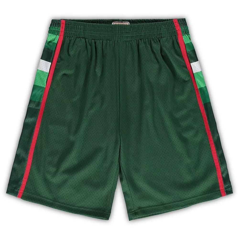 Men's Mitchell & Ness Hunter Green Milwaukee Bucks Big & Tall Hardwood Classics Team Swingman Shorts,  Product Image
