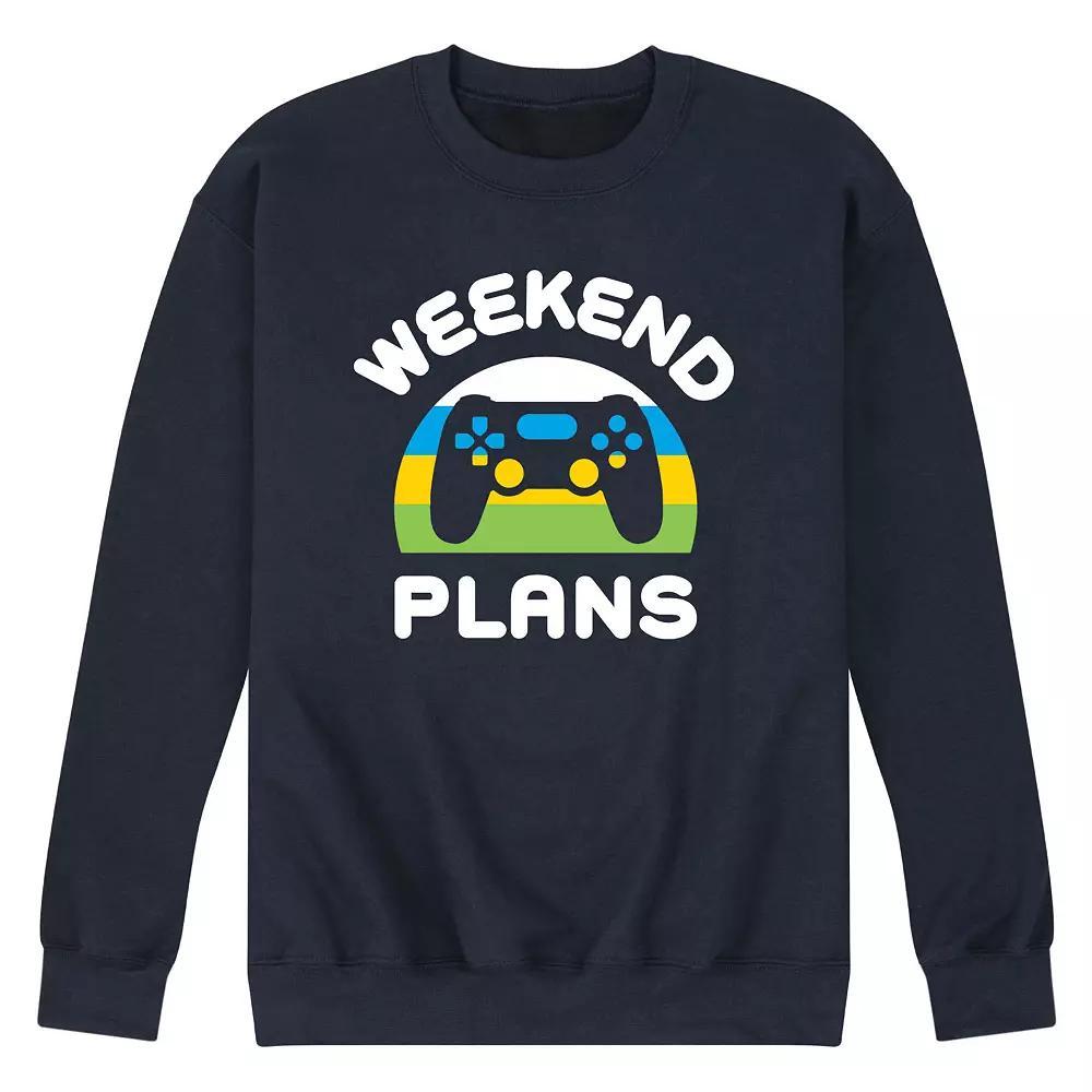 Men's Weekend Plans Graphic Fleece Sweatshirt, Size: Large, Blue Product Image