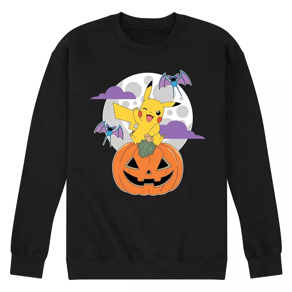 Men's Pokemon Pikachu Pumpkin With Moon Fleece Pullover,  Product Image