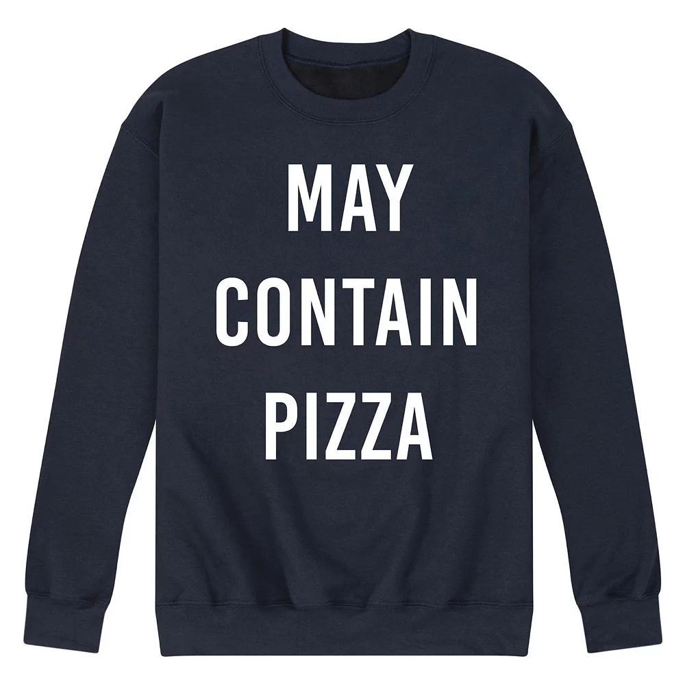 Men's May Contain Pizza Fleece Sweatshirt, Size: Small, Blue Product Image