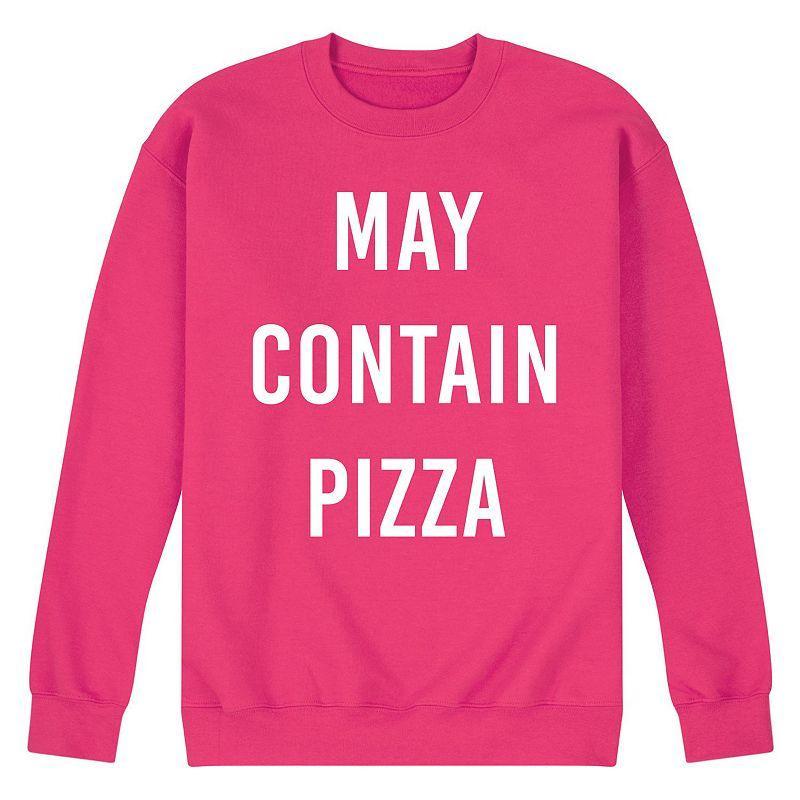 Men's May Contain Pizza Fleece Sweatshirt, Size: Small, Pink Product Image