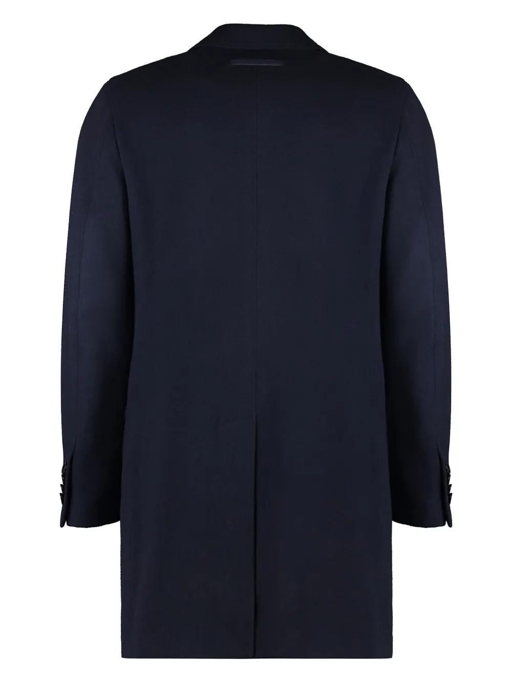 ZEGNA Wool Blend Double-breasted Coat In Blue Product Image