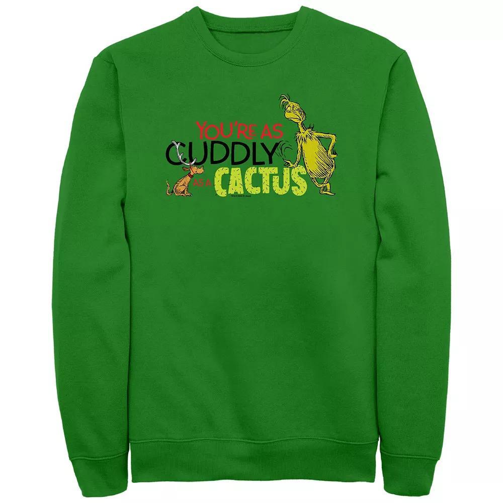 Big & Tall Dr. Seuss Grinch Cuddly As A Cactus Graphic Fleece, Men's, Size: XL, Kelly Product Image