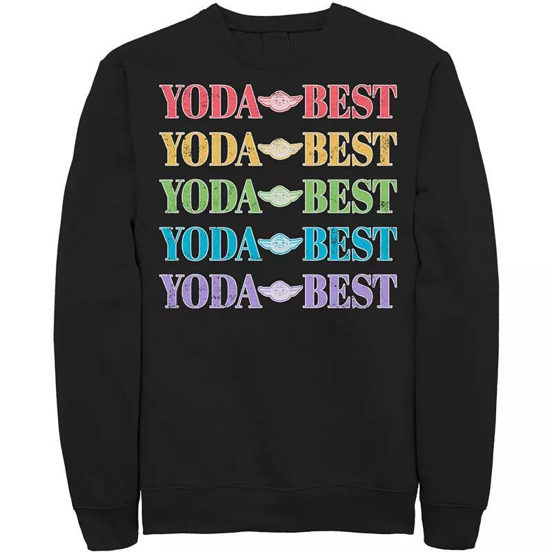 Mens Star Wars Pride Yoda Best Rainbow Text Stack Sweatshirt Product Image