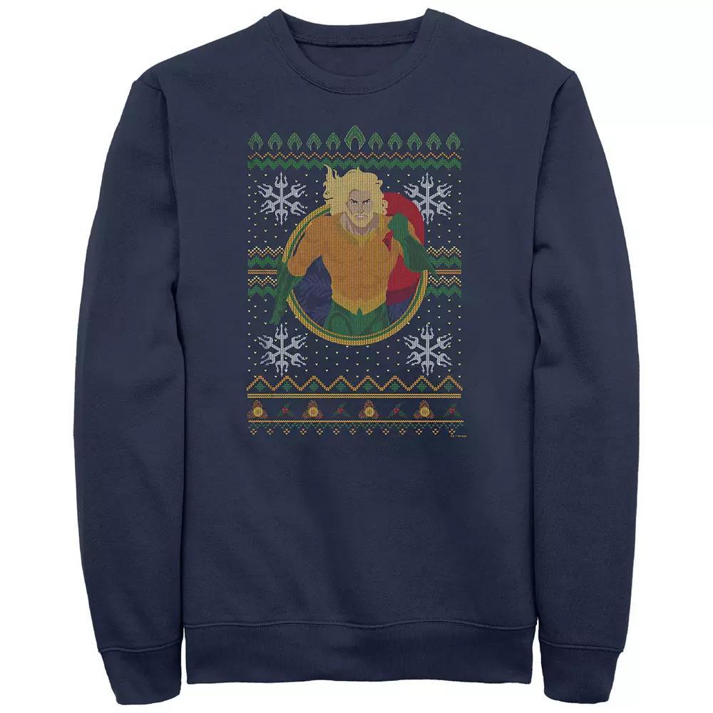 Big & Tall Aquaman Christmas Sweater Graphic Tee, Men's,  Product Image