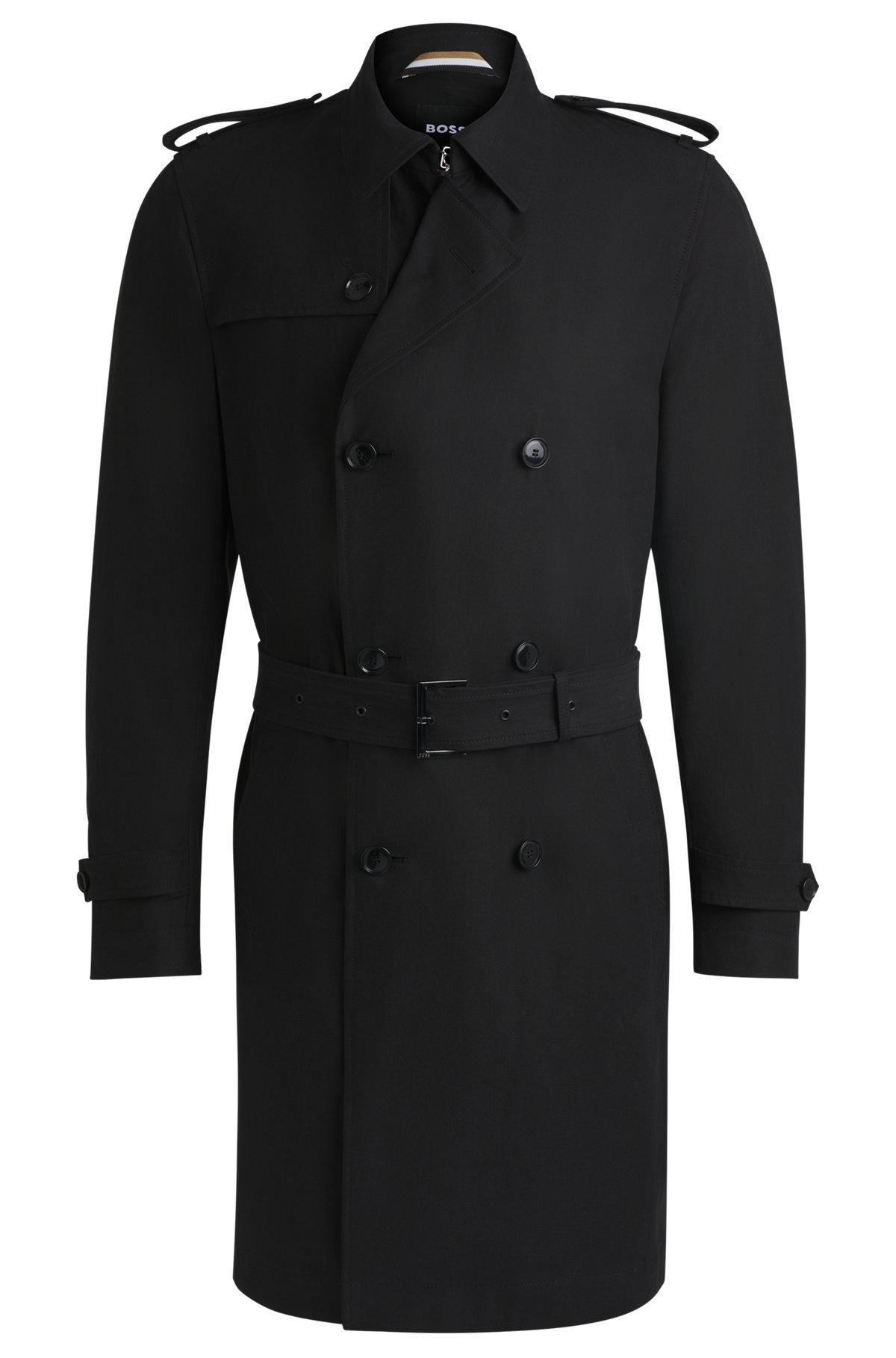 Slim-fit trench coat with double-breasted closure Product Image