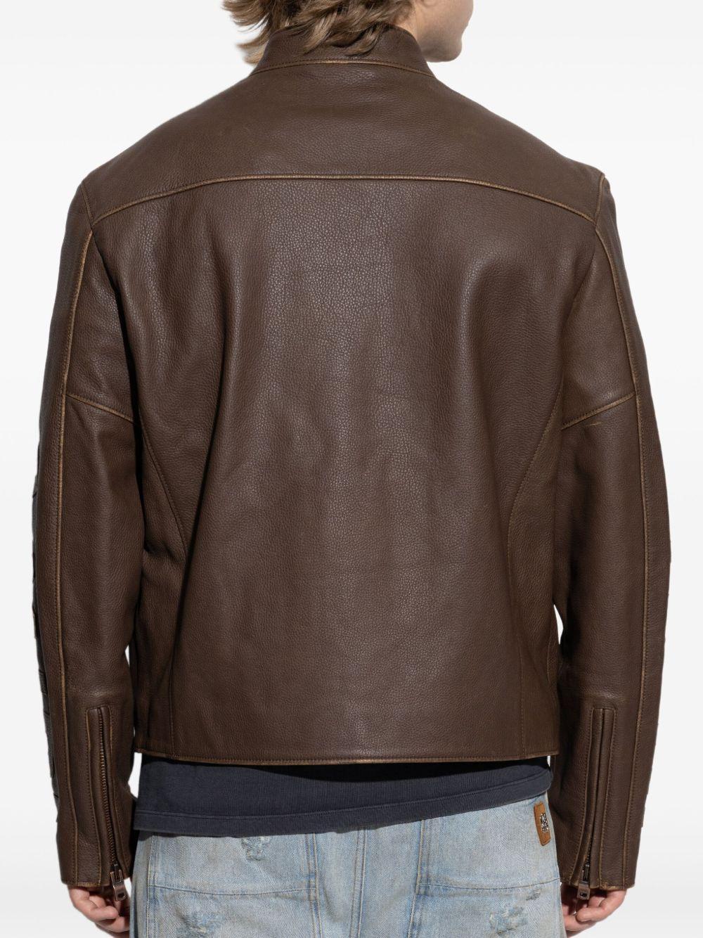 patch-detail leather jacket Product Image