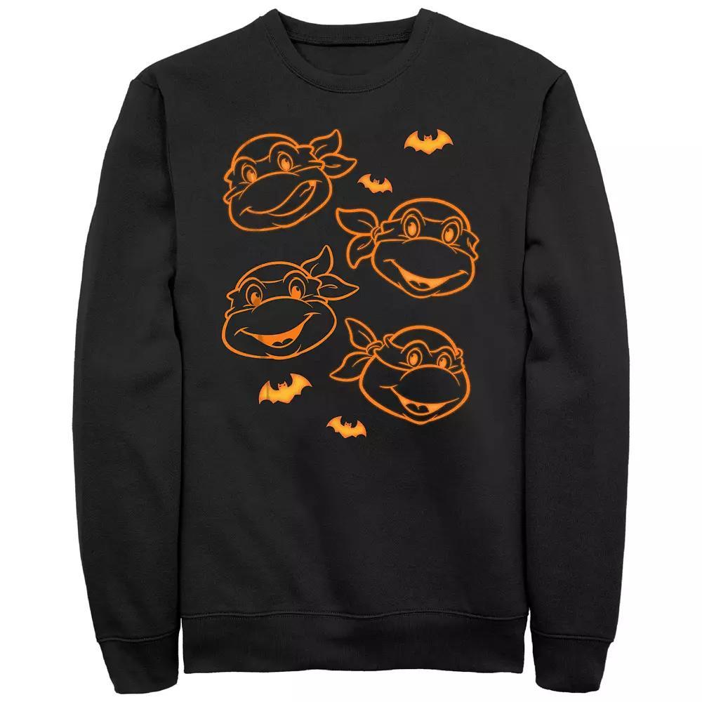 Men's Teenage Mutant Ninja Turtles Halloween Pumpkin Glow Faces Sweatshirt,  Product Image