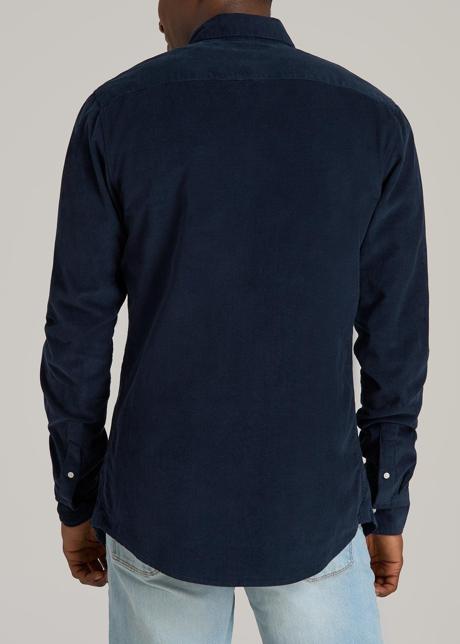 Pincord Button Shirt for Tall Men in Evening Blue Product Image