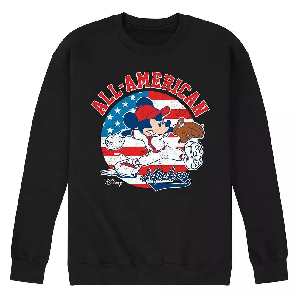 Disney's Mickey Mouse Men's Americana Baseball Fleece Sweatshirt, Size: Medium, Black Product Image