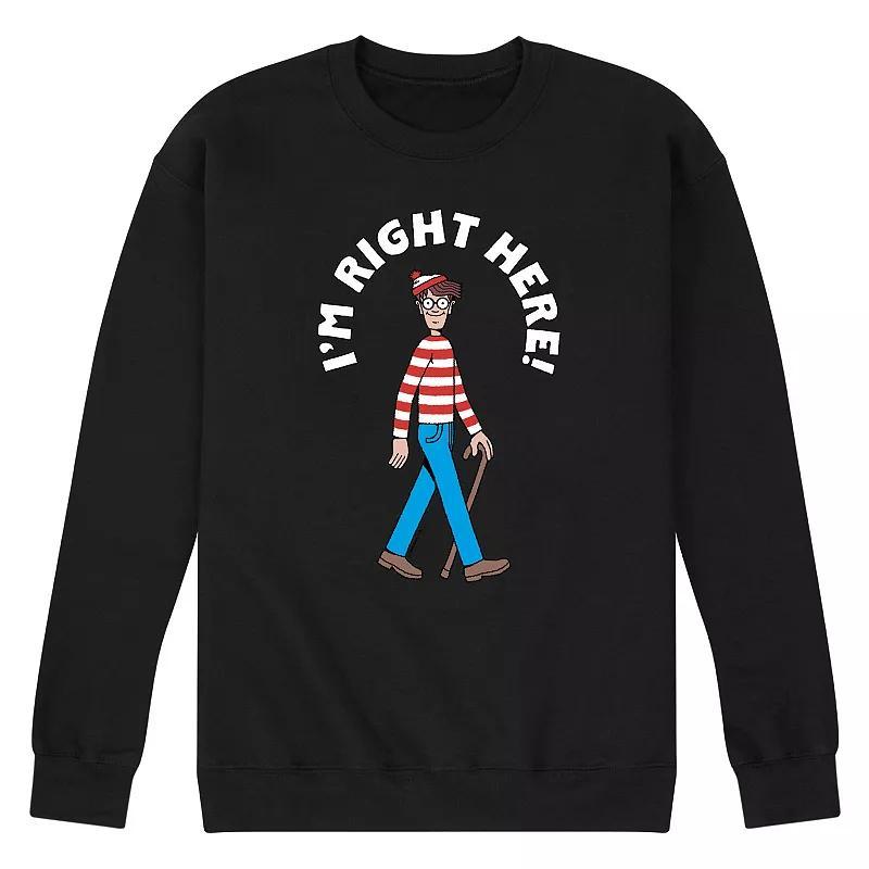 Men's Where's Waldo I'm Right Here Fleece Sweatshirt, Size: Medium, Black Product Image