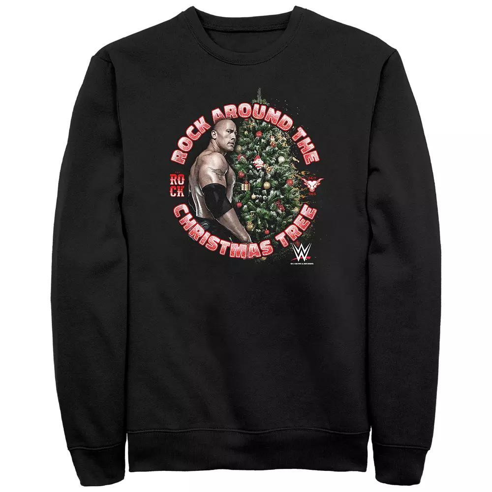 Men's WWE Rock Around The Christmas Tree Graphic Fleece, Size: XL, Black Product Image