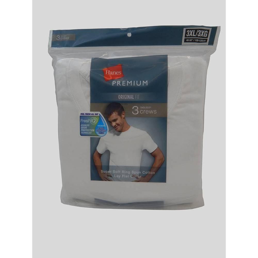 Hanes Premium Men's Big & Tall Crew Neck T-Shirt Undershirt 3pk - White 4XL Product Image