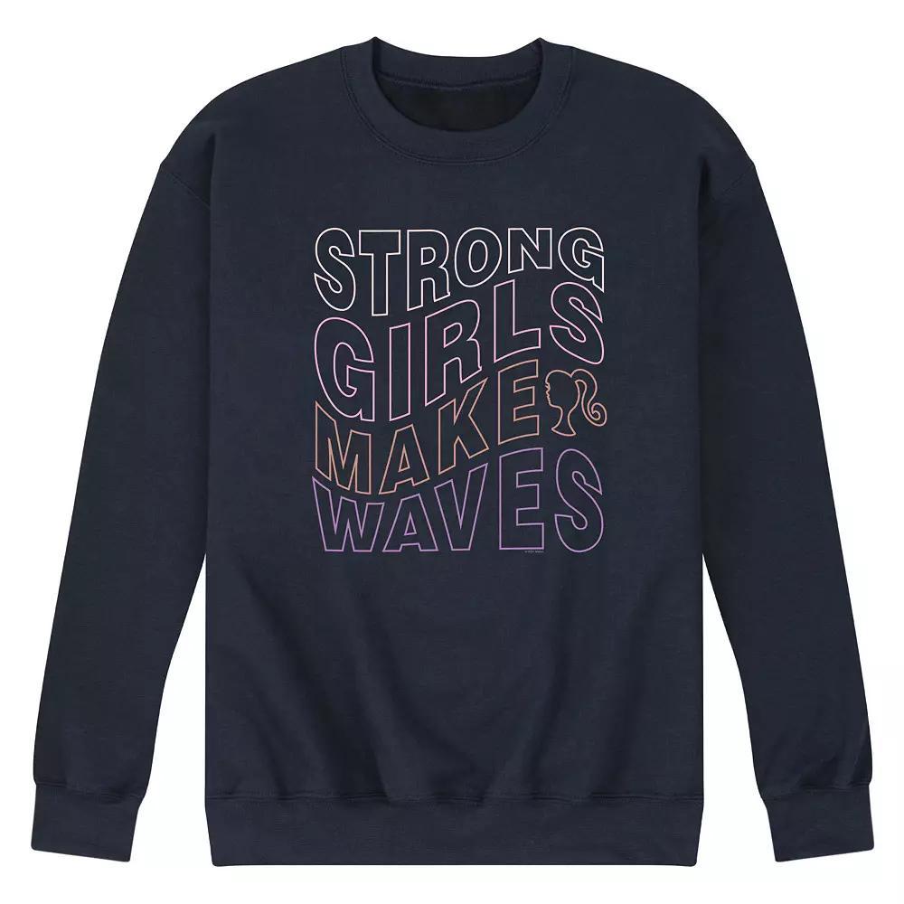 Men's Barbie Strong Girls Make Waves Fleece Sweatshirt, Size: Large, Blue Product Image