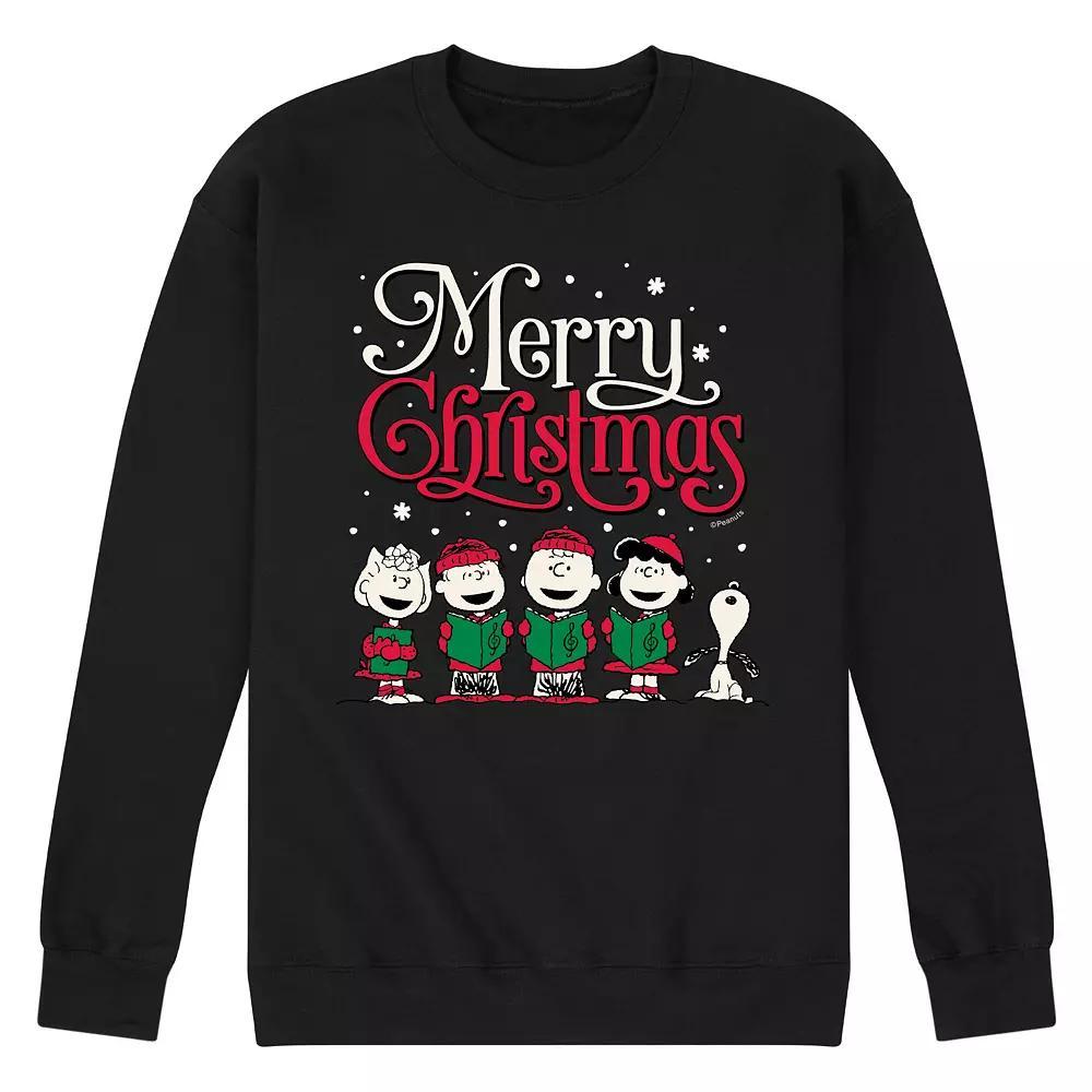 Men's Peanuts Merry Christmas Choir Fleece Sweatshirt, Size: Medium, Black Product Image