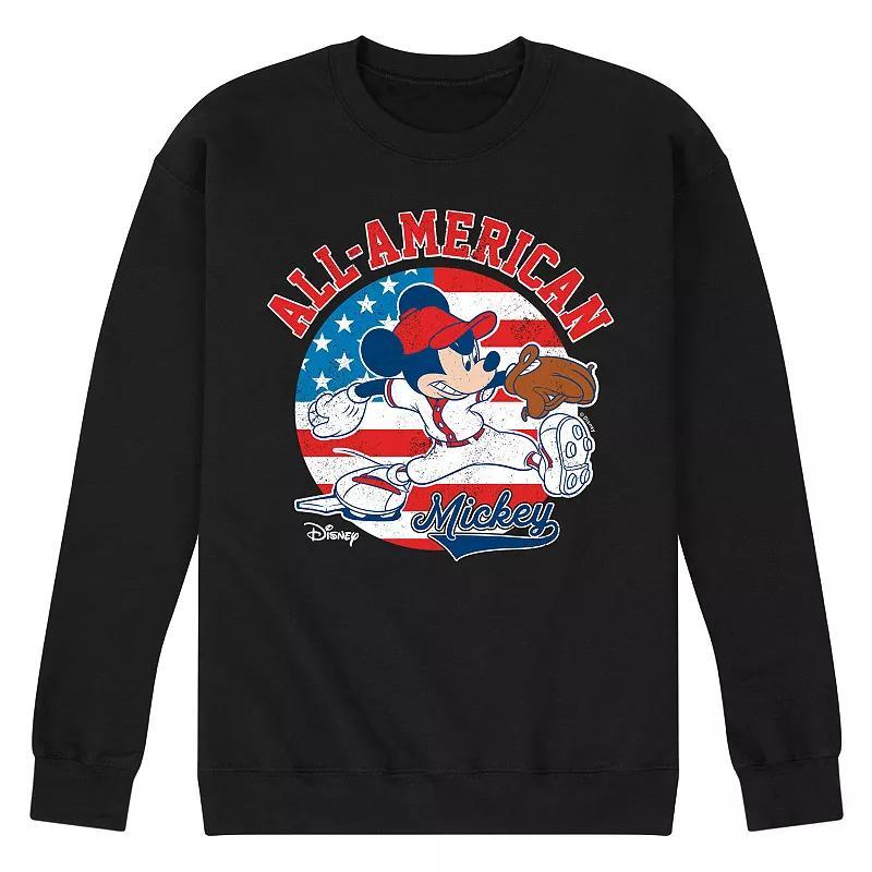 Disney's Mickey Mouse Men's Americana Baseball Fleece Sweatshirt, Size: Medium, Black Product Image