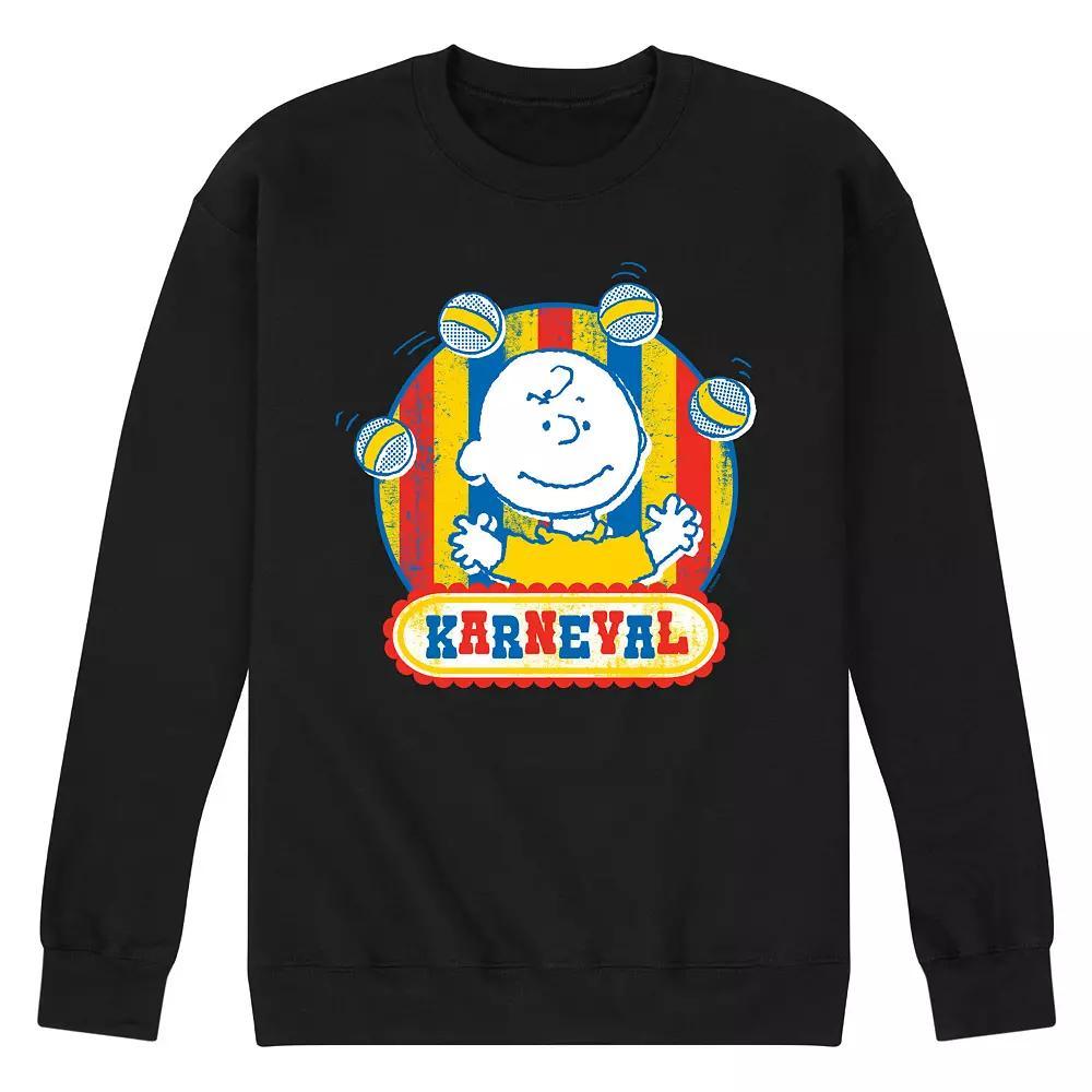 Men's Peanuts Charlie Brown Karneval Fleece Top, Size: XXL, Black Product Image