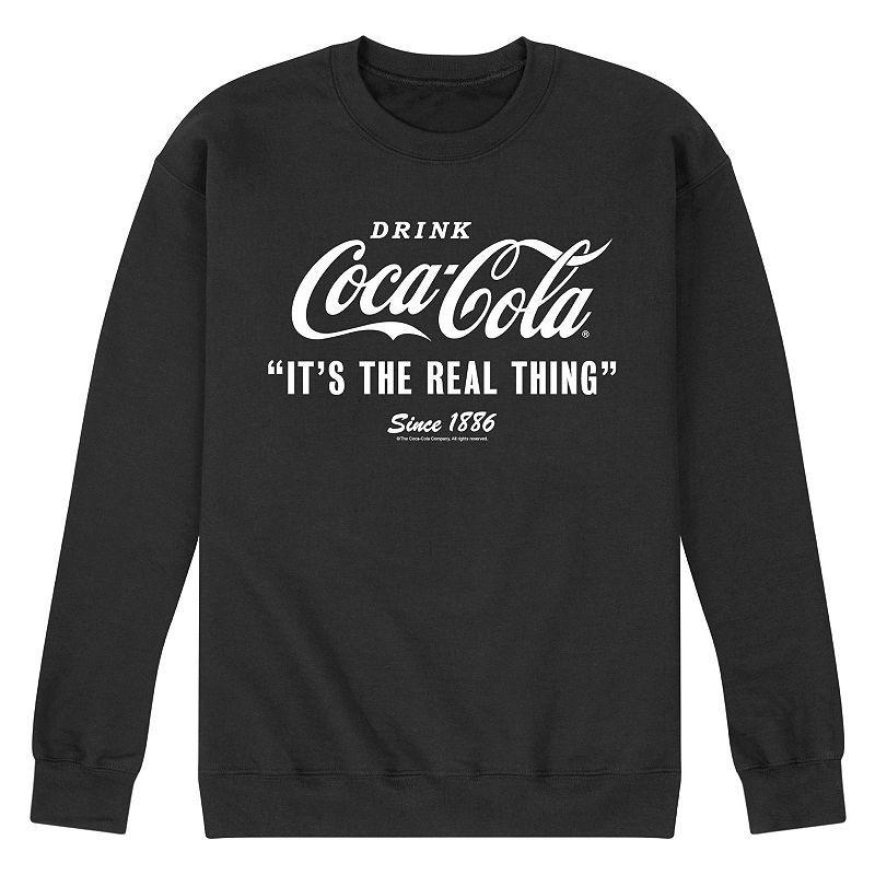 Men's Coca-Cola Its the Real Thing Graphic Fleece Sweatshirt, Size: XL, Black Product Image