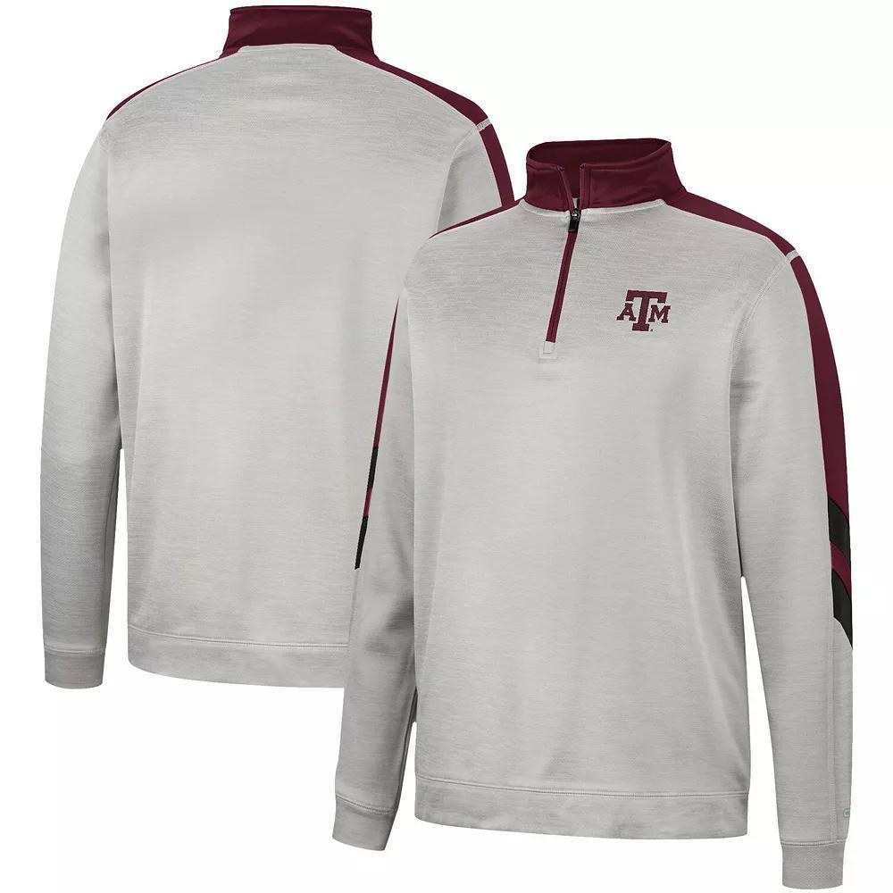 Men's Colosseum Gray/Maroon Texas A&M Aggies Bushwood Fleece Quarter-Zip Jacket, Size: 2XL, Grey Product Image
