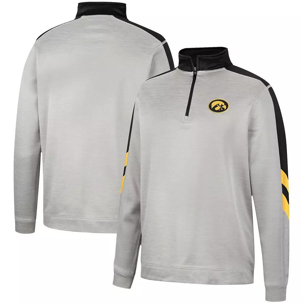 Mens Colosseum Gray/Black Iowa Hawkeyes Bushwood Fleece Quarter-Zip Jacket Product Image