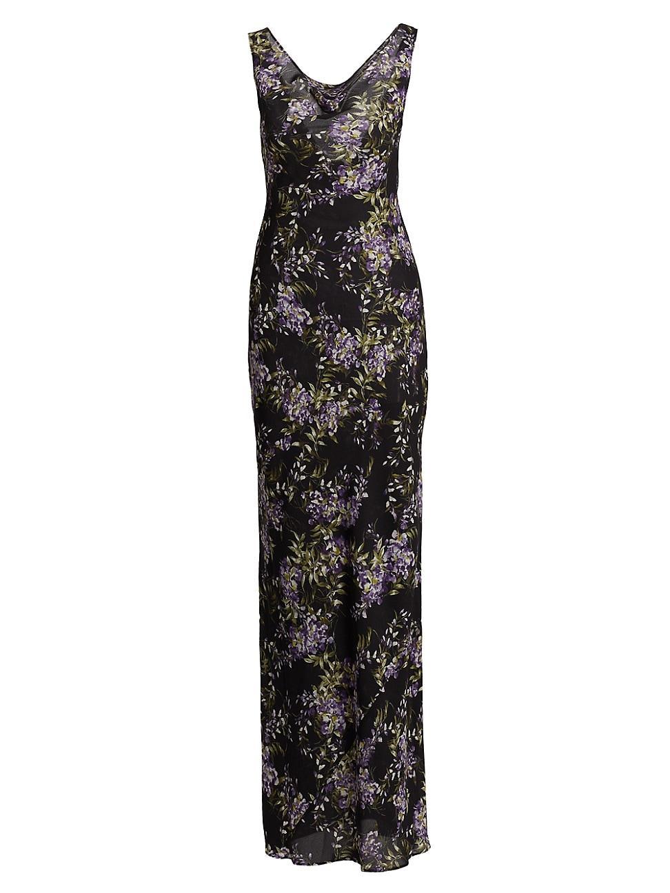 Womens Floral Cowlneck Maxi Dress Product Image
