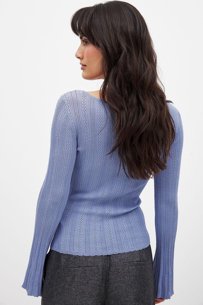 Knitted Pointelle Long Sleeve Top Product Image