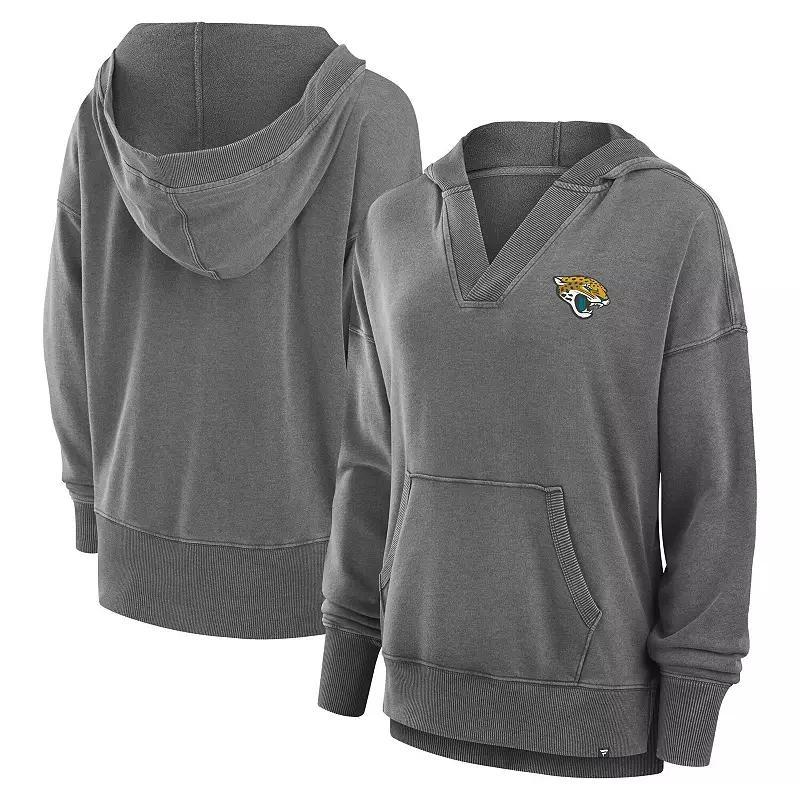Women's Fanatics Heather Charcoal New Orleans Saints Initiative Snow Wash French Terry V-Neck Pullover Hoodie,  Product Image