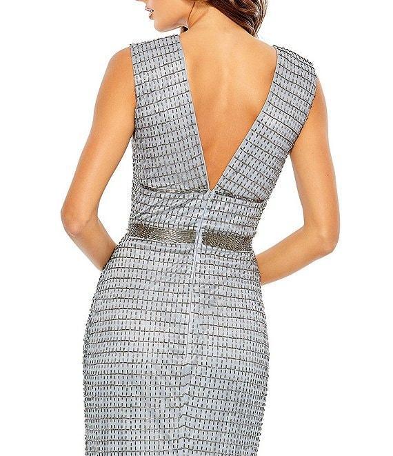 Mac Duggal Beaded V-Neck Sleeveless Sheath Gown Product Image