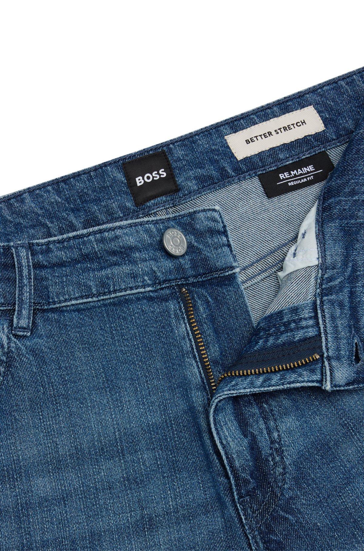 Regular-fit jeans in blue mechanical-stretch denim Product Image