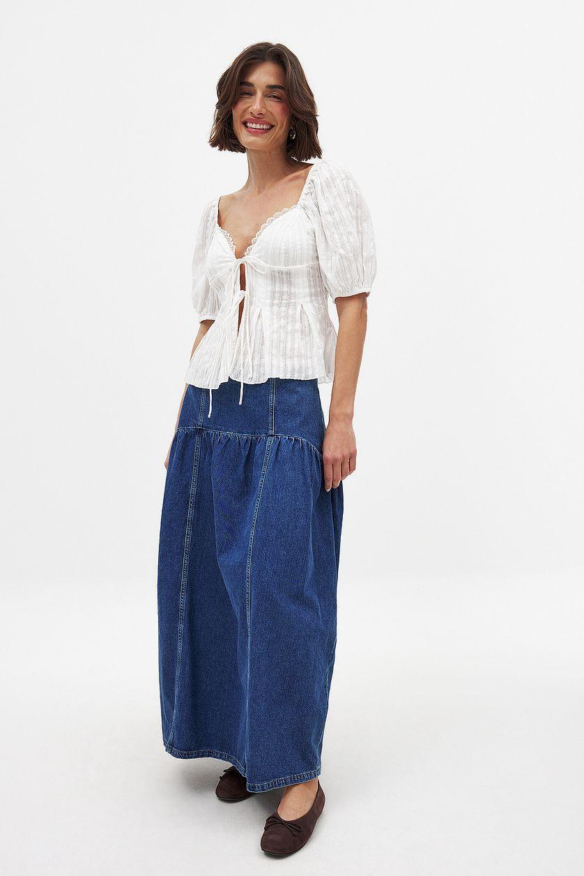 Puff Shoulder Tie Front Corset Top Product Image