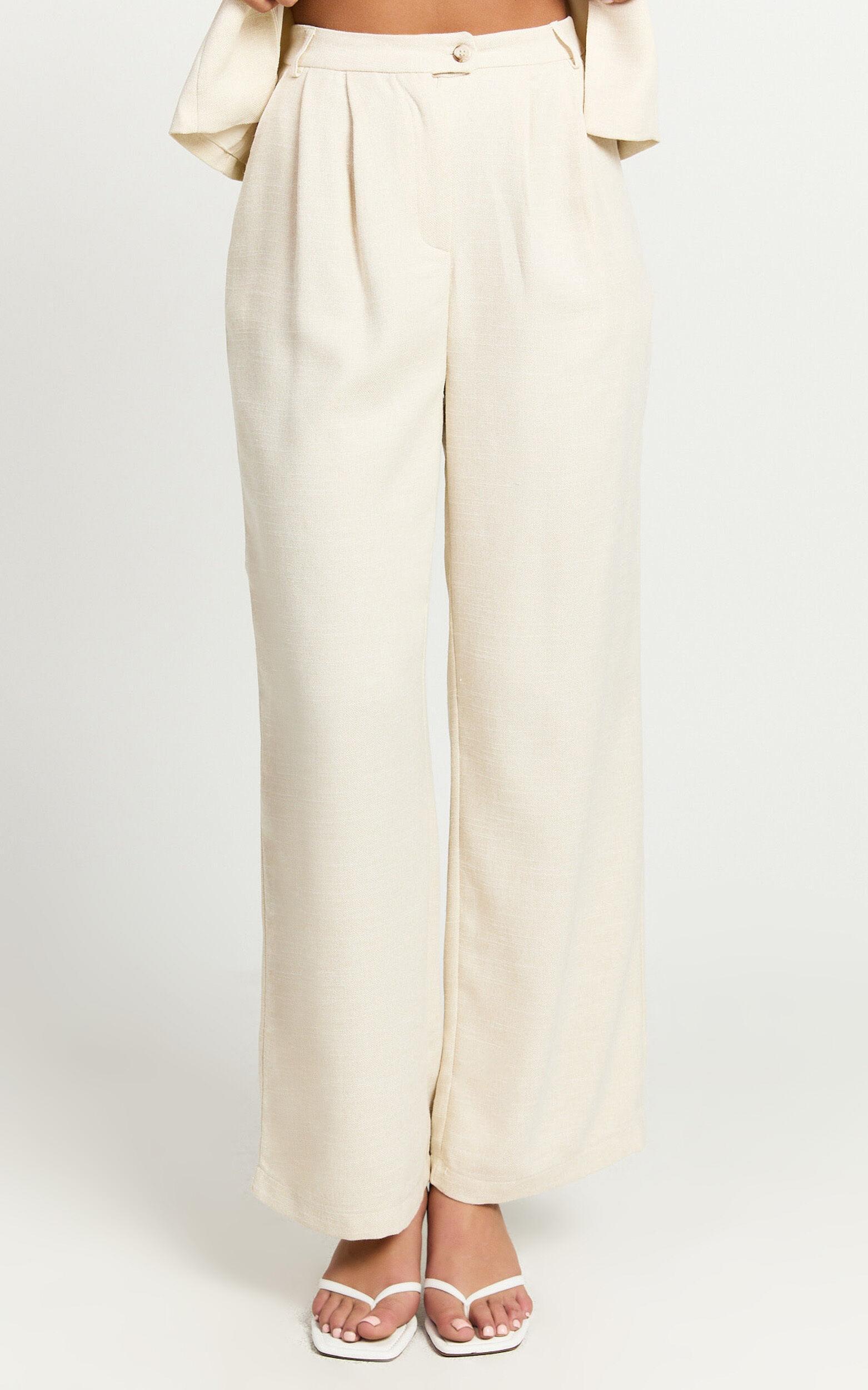 Andie Pants - High Waist Tailored Pants in Cream Product Image