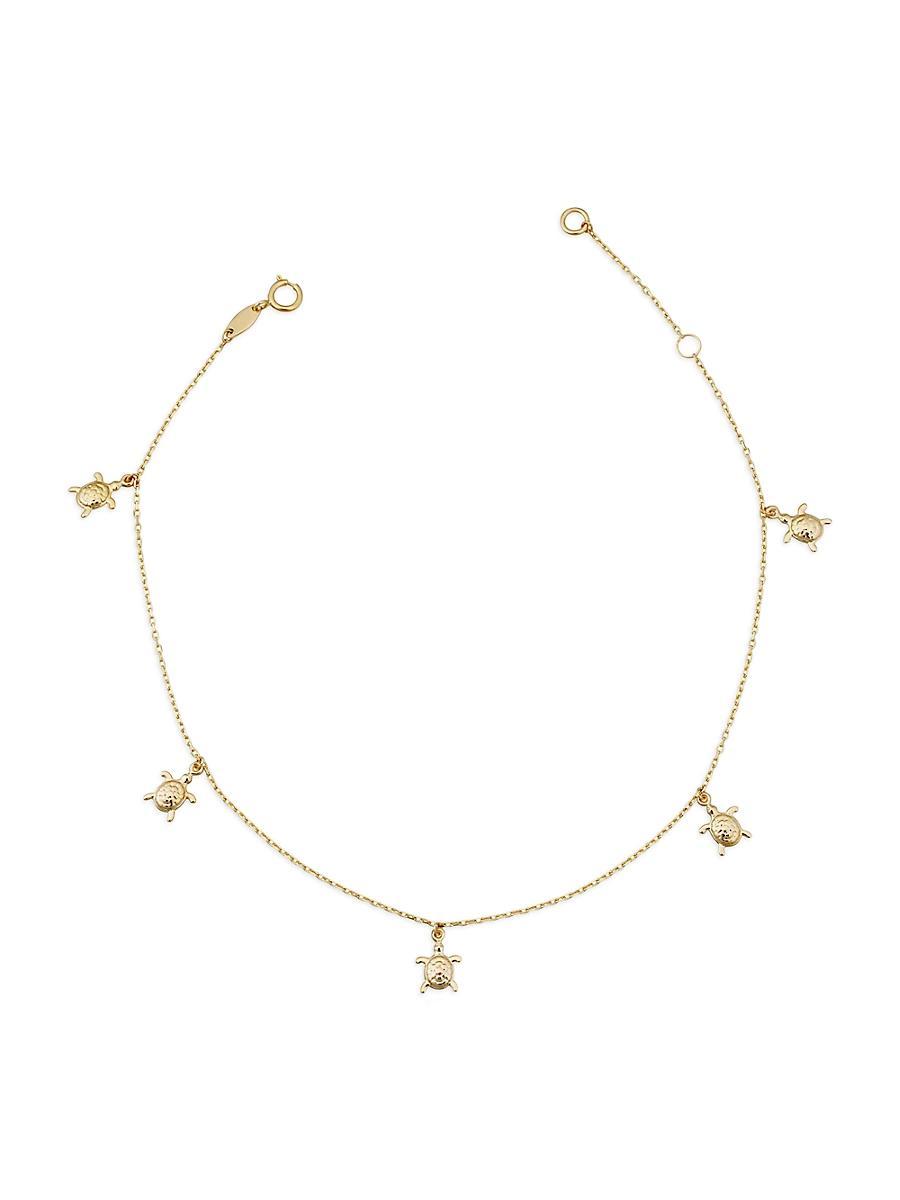 Womens 14K Yellow Gold Sea Turtle Anklet Product Image