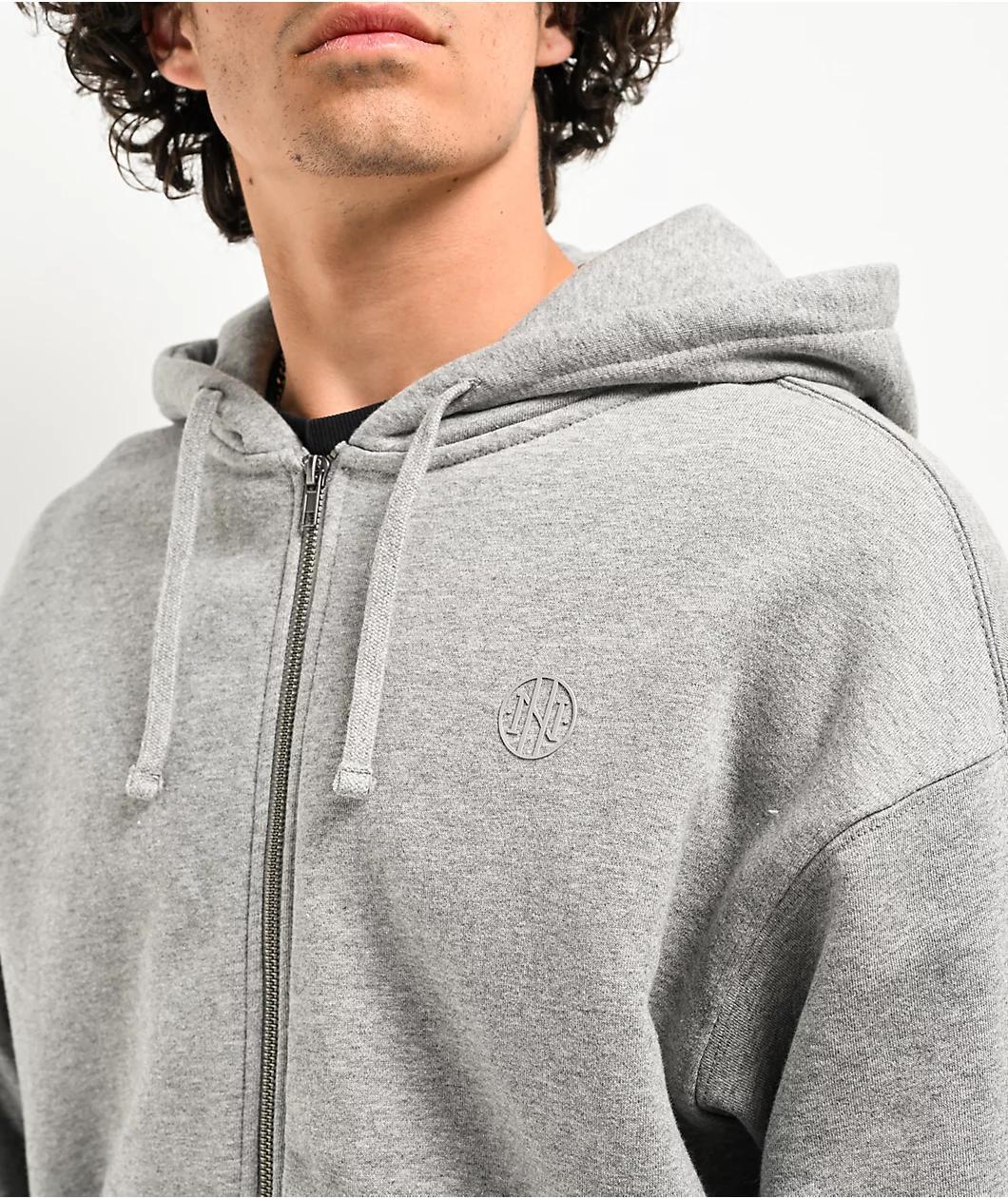 Ninth Hall Fundamentals Heather Grey Boxy Zip Hoodie Product Image