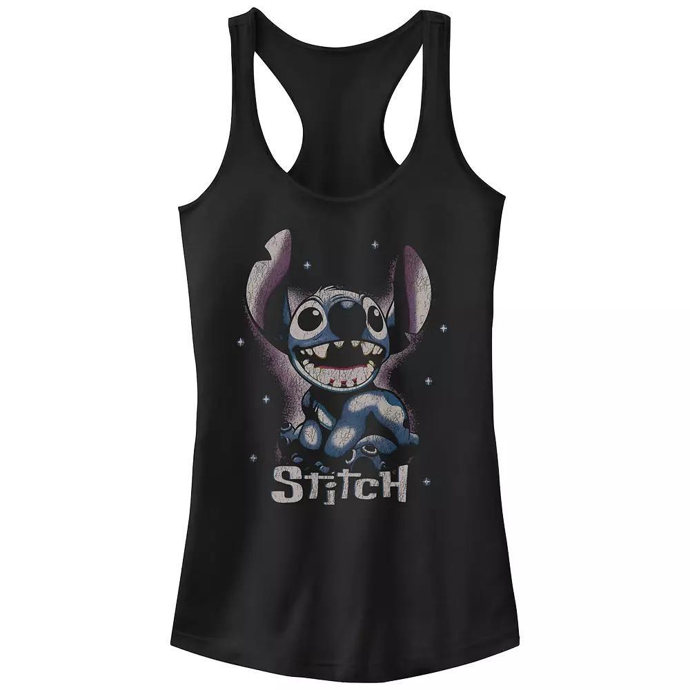Disney's Lilo & Stitch Dark Alien Stars Distressed Juniors' Racerback Tank Top, Girl's, Size: XL, Black Product Image
