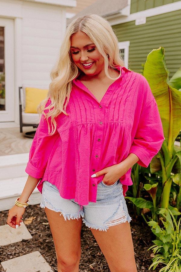 Seven Seas Button Up Top in Hot Pink Product Image