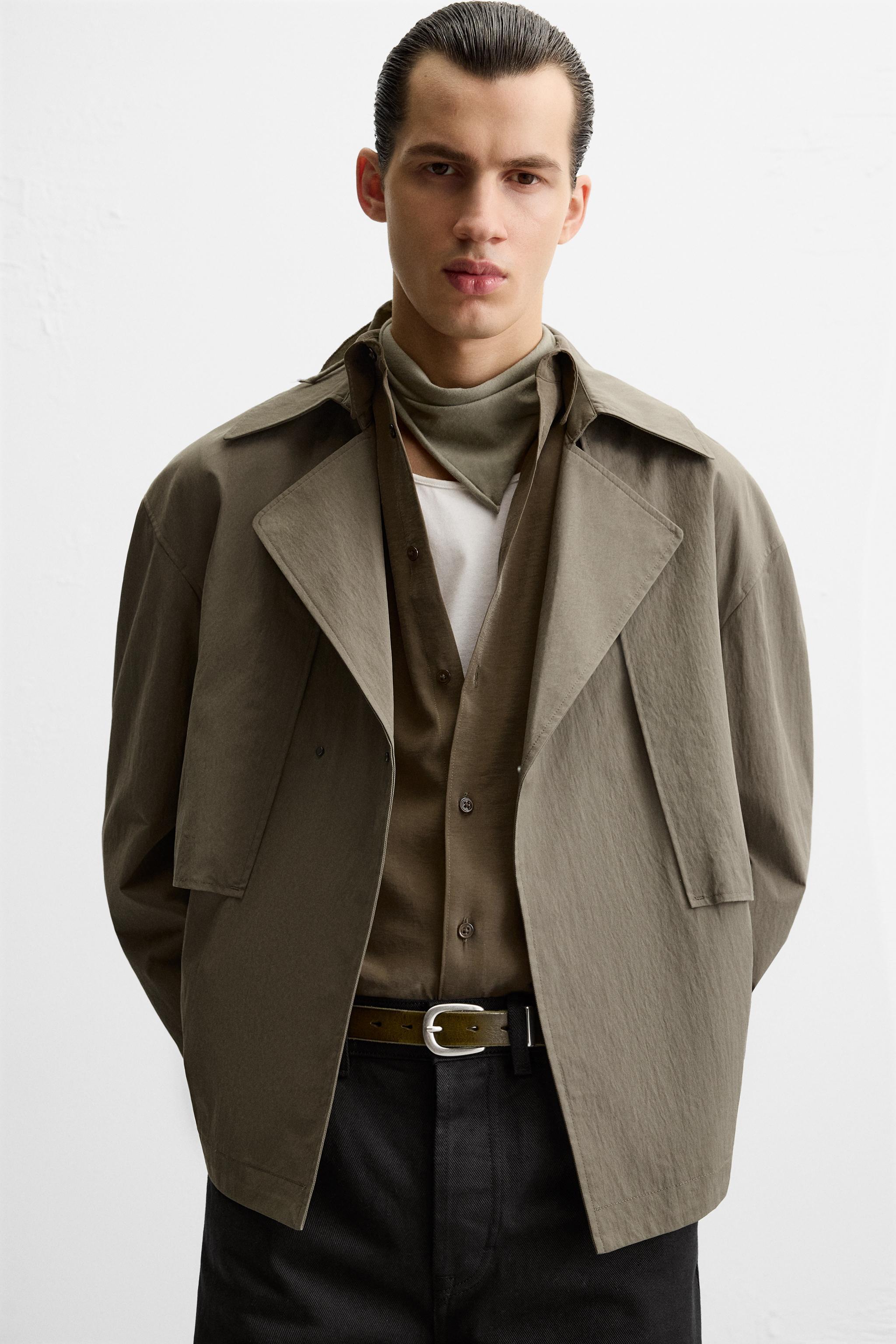 SHORT TECHNICAL FABRIC TRENCH COAT Product Image