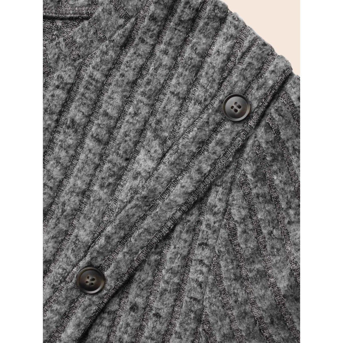 Plus Size Crew Neck Button Detail Slim Fit Dress DimGray Women Casual Texture Round Neck Long Sleeve Curvy BloomChic 30/6X Product Image