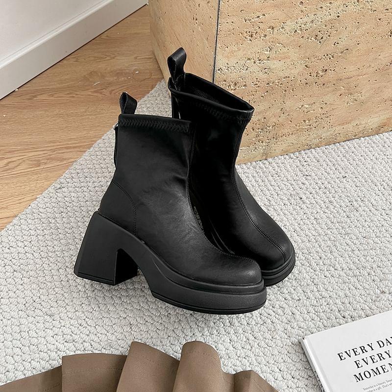 Faux Leather Platform Short Boots Product Image