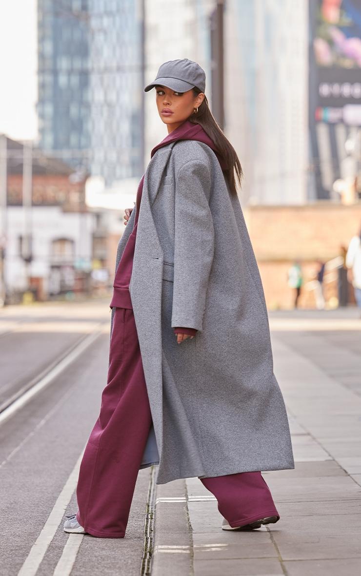 Grey Structured Extreme Oversized Double Breasted Coat Product Image