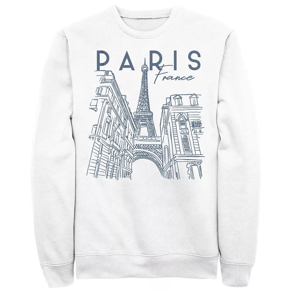 Men's Paris, France City Sketch Fleece, Size: Medium, White Product Image