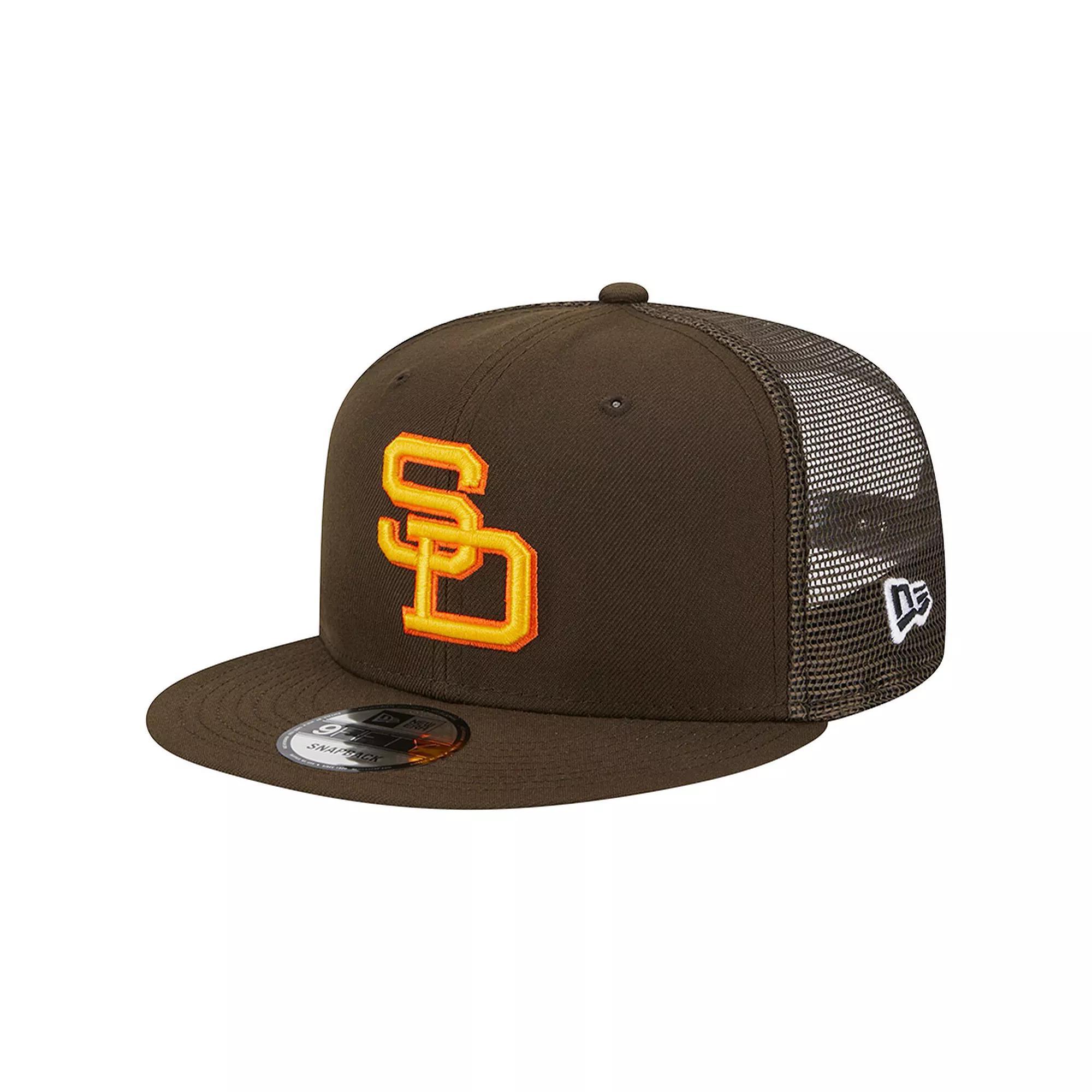 Men's New Era Brown San Diego Padres Cooperstown Collection Team Color Trucker 9FIFTY Snapback Hat Product Image