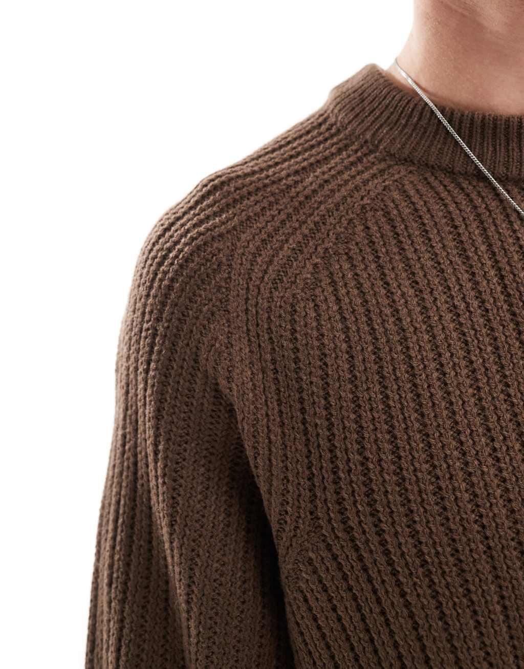 COLLUSION knitted crewneck sweater in brown Product Image