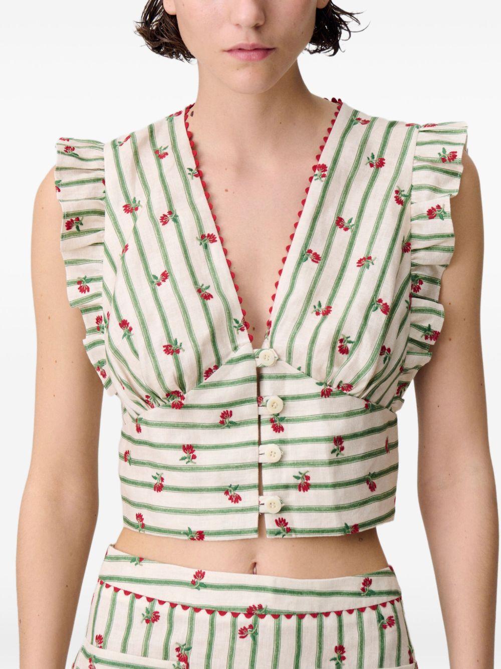 printed ruffle-trim top Product Image