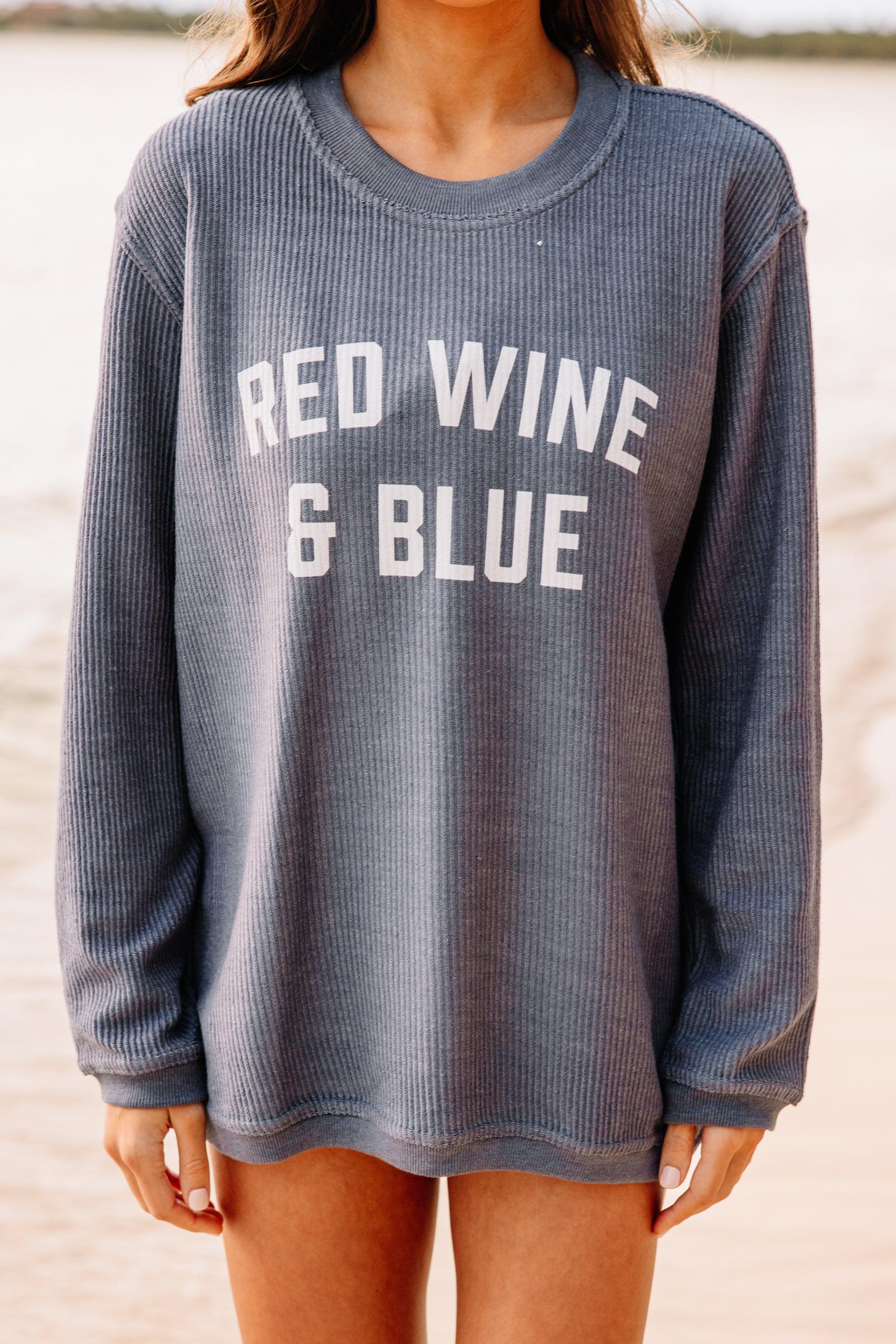 Red Wine and Blue Navy Blue Corded Graphic Sweatshirt Female Product Image