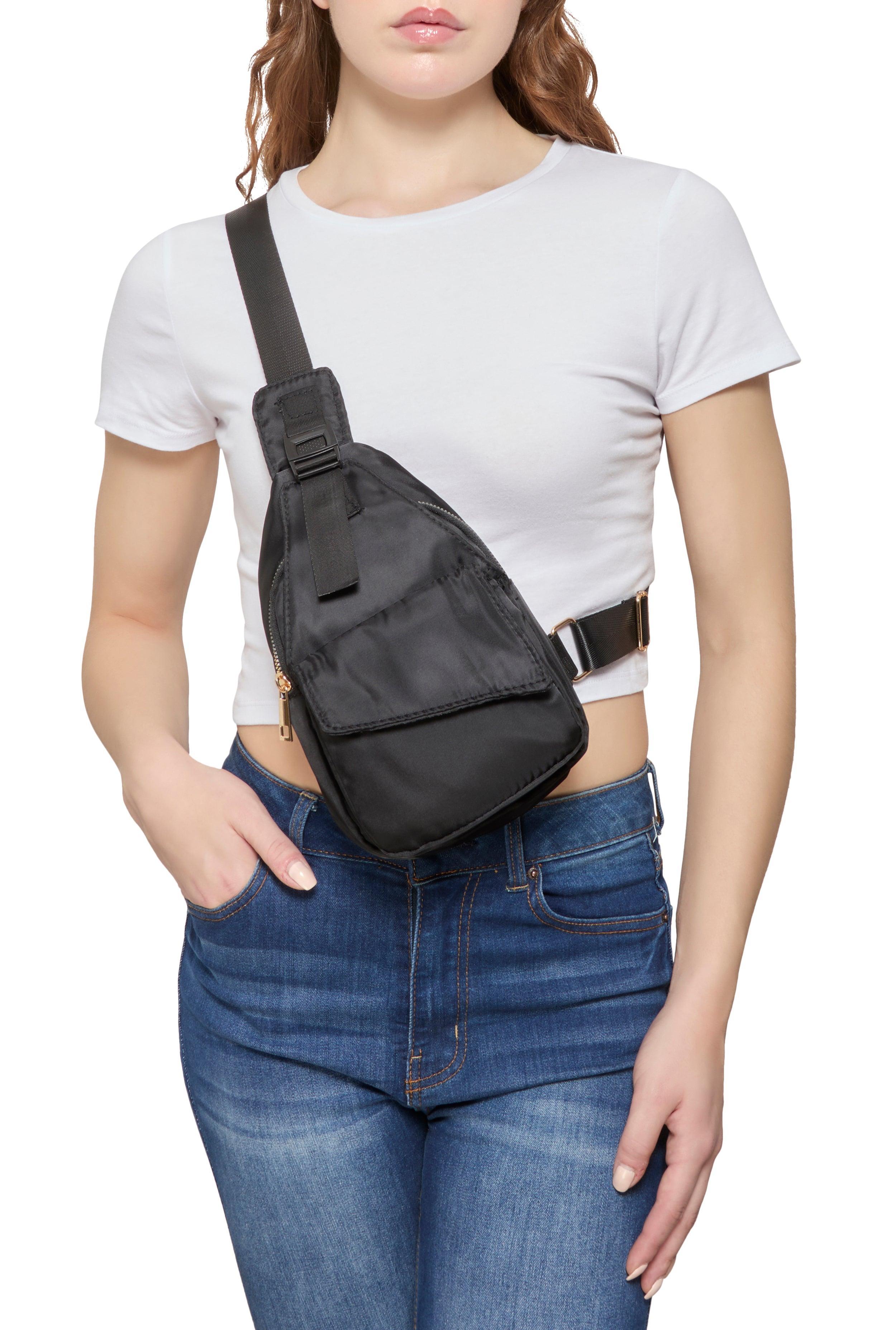 Nylon Zip Pocket Sling Backpack Female Product Image