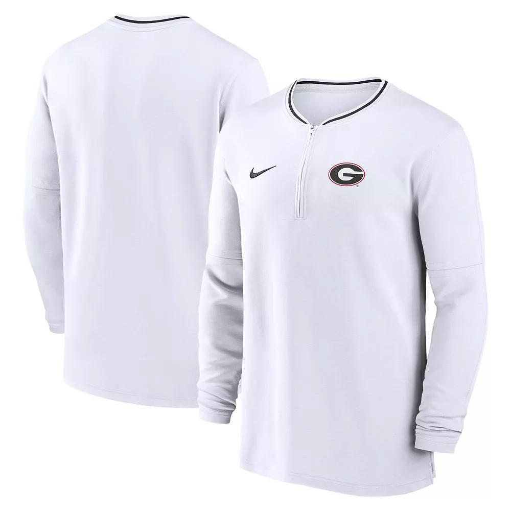 Men's Nike White Georgia Bulldogs 2024 Sideline Coach Performance Half-Zip Long Sleeve Top, Size: Small Product Image