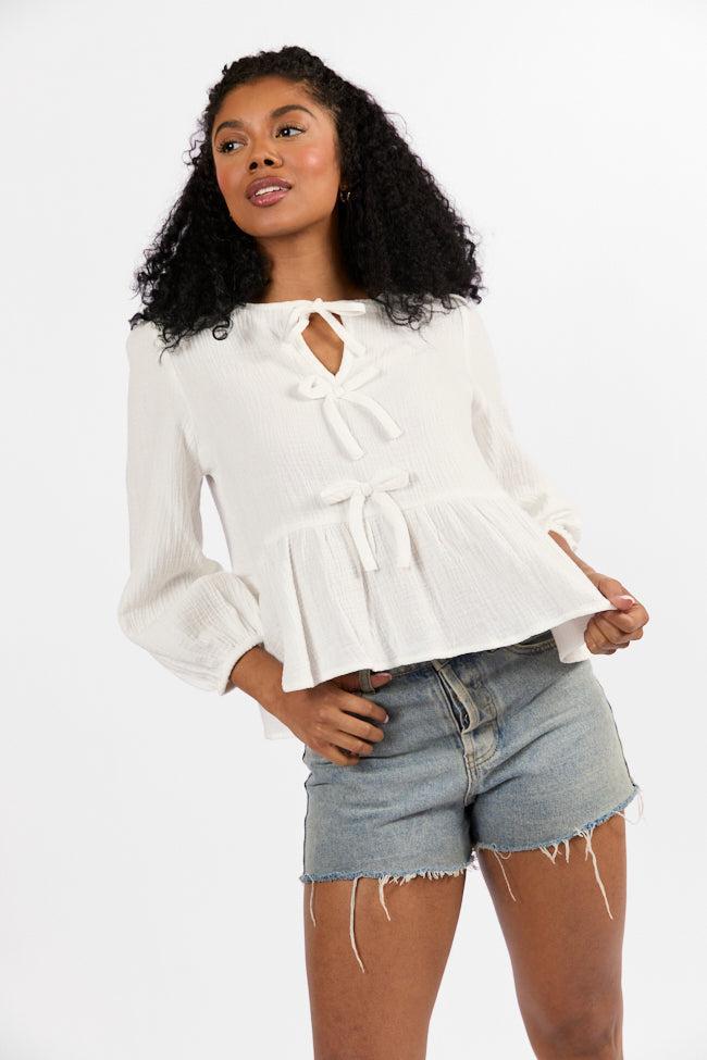 Close To Me Ivory Bow Detail Blouse Product Image