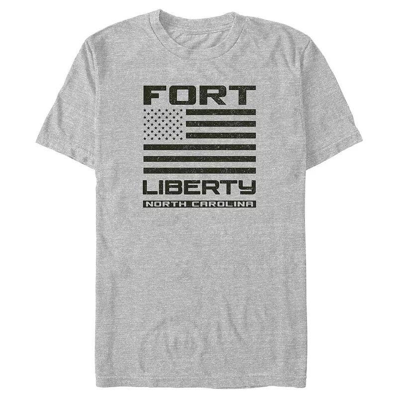 Big & Tall Fort Liberty N.C. USA Flag Graphic Tee, Men's, Size: Large Tall, Athletic Grey Product Image