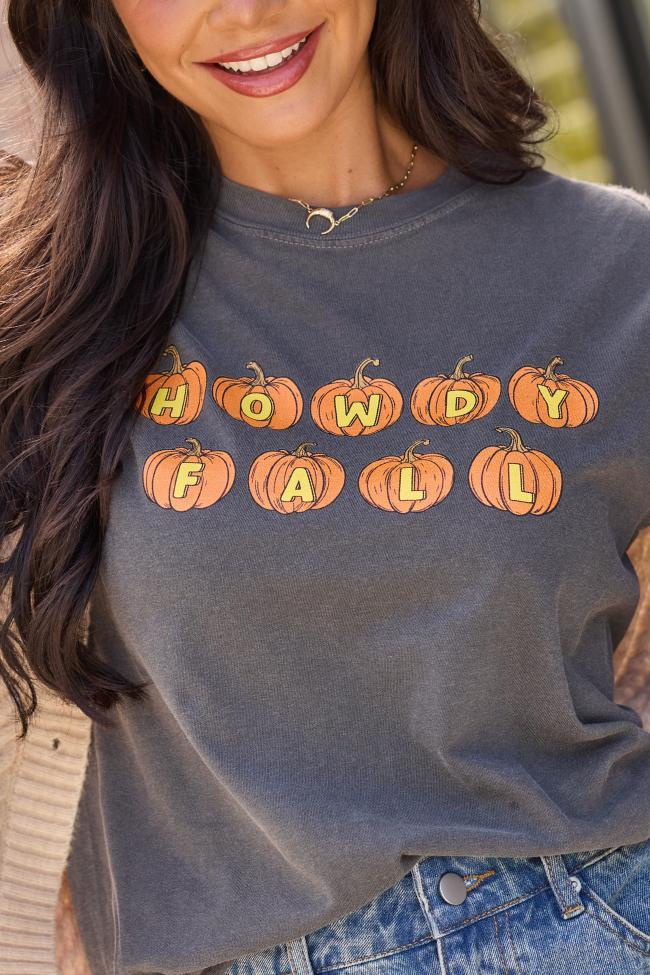 Howdy Fall Pumpkin Dark Grey Graphic Tee Product Image